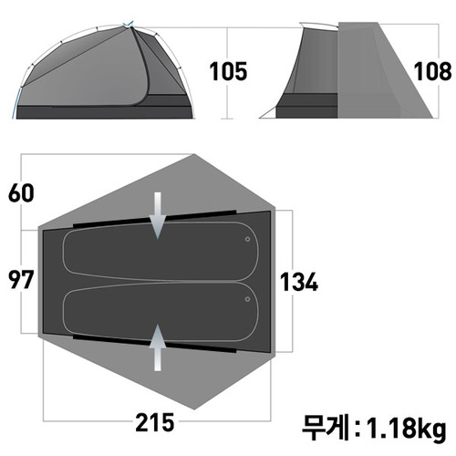 [씨투써밋]알토 TR2 UL 그레이 텐트